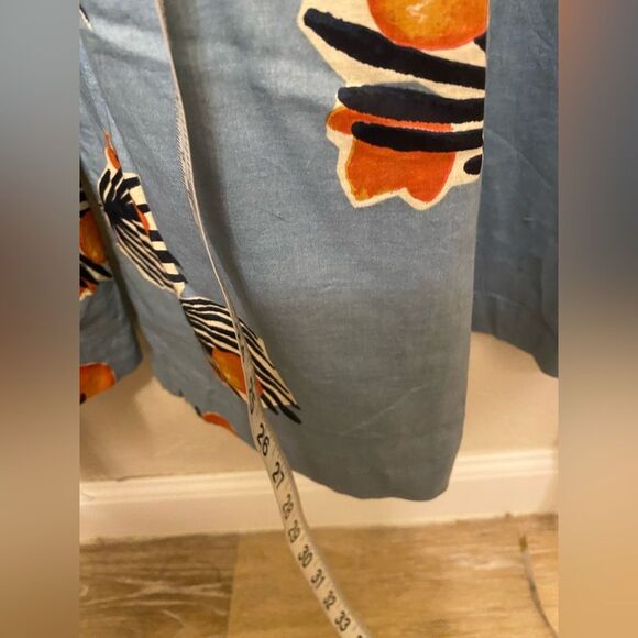 Anthropologie Bel Kazan Blue Floral Evie wide leg jumpsuit l organic cotton L - Picture 4 of 16